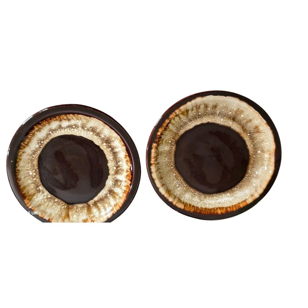 Vintage Pfaltzgraff Creamer and Sugar Set Brown Village Drip Glazed READ‎
